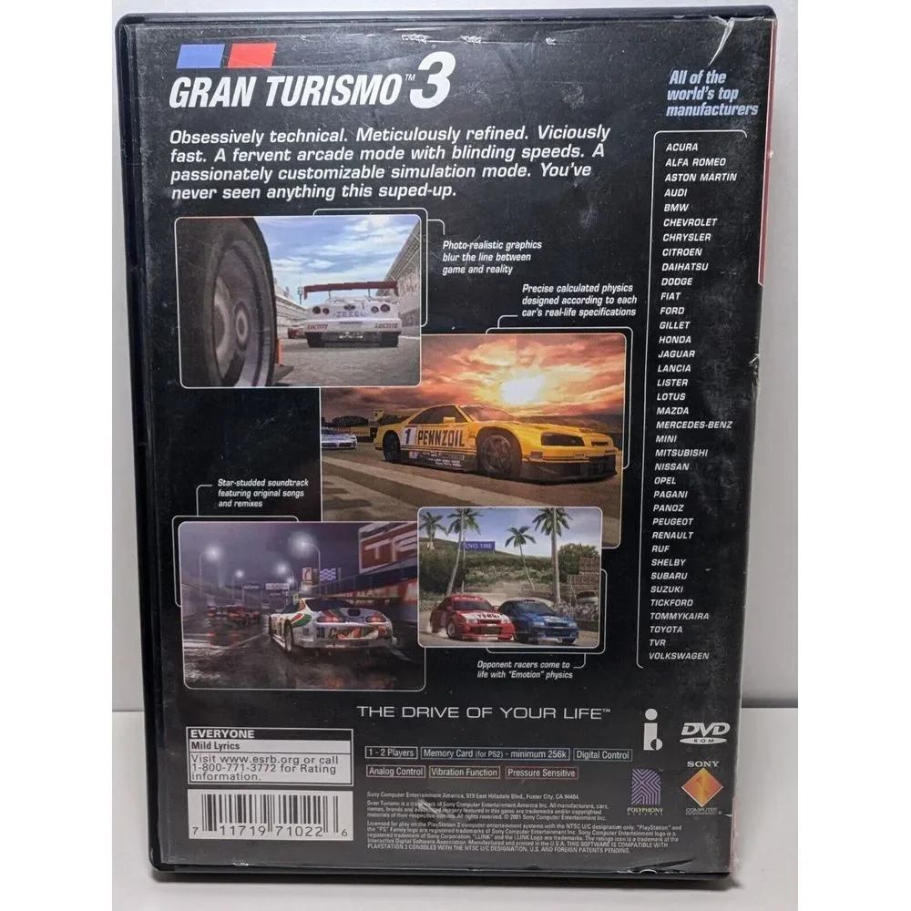 Gran Turismo 3 A-spec (PlayStation 2 PS2)  - CIB w/ Manual‎ & Registration Card